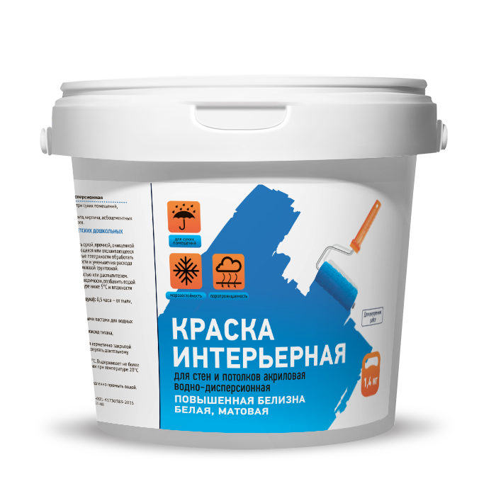 Краска интерьерная акриловая ВД-АК-211-1,4 белая  обычная